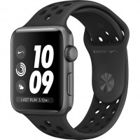 Умные часы Apple Watch Series 3 42мм, алюминий «серый космос», спортивный ремешок Nike цвета «антрацитовый/чёрный»