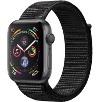 Умные часы Apple Watch Series 4 40 мм, алюминий «серый космос», спортивный браслет чёрного цвета (Loop band)
