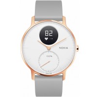 Умные часы Nokia Steel HR 36 мм (белый циферблат) Rose Gold / Grey Silicon Band