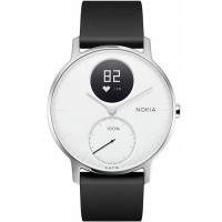 Умные часы Nokia Steel HR 36 мм (белый циферблат) Серебристый / чёрный силиконовый ремешок