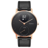 Умные часы Nokia Steel HR 36 мм (чёрный циферблат) Rose Gold / Black Silicon & Leather Band