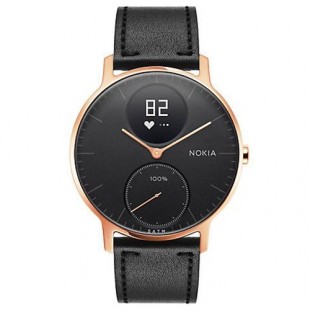 Умные часы Nokia Steel HR 36 мм (чёрный циферблат) Rose Gold / Black Silicon & Leather Band оптом