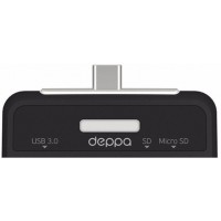 Адаптер 3в1 Deppa USB-C (Black)