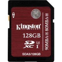 Карта памяти Kingston SDXC 128Gb Class 10 U3 UHS-I SDA3/128GB (Black)