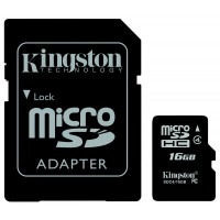 Карта памяти с адаптером Kingston microSDHC 4Gb Class 16 SDC4/16GB (Black)