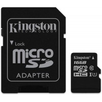 Карта памяти с адаптером Kingston microSDXC 16Gb Class 10 U1 UHS-I SDC10G2/16GB (Black)