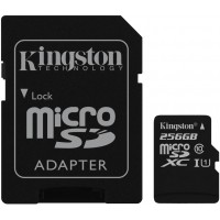 Карта памяти с адаптером Kingston microSDXC 256Gb Class 10 U1 UHS-I SDC10G2/256GB (Black)