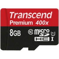 Карта памяти с адаптером Transcend micro/SDHC Class 10 UHS-I 400x 8Gb TS8GUSDU1 (Red)