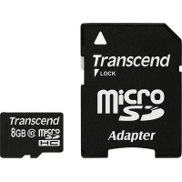 Карта памяти с адаптером Transcend microSDHC Class 10 200x 8Gb TS8GUSDHC10 (Black)