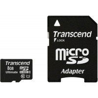 Карта памяти с адаптером Transcend microSDHC Class 10 UHS-I 600x 8Gb TS8GUSDHC10U1 (Black)