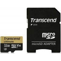 Карта памяти с адаптером Transcend microSDHC Ultimate U3M UHS-I Video Speed Class 30 32Gb TS32GUSDU3M (Gold)