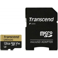 Карта памяти с адаптером Transcend microSDXC Ultimate U3M UHS-I Video Speed Class 30 128Gb TS128GUSDU3M (Gold)