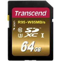 Карта памяти Transcend SDXC Ultimate Class 10 U3 UHS-I 64Gb TS64GSDU3X (Gold)