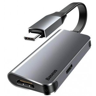 Переходник Baseus Little box USB-C/HDMI+USB-C CAHUB-E0G (Dark Grey) оптом