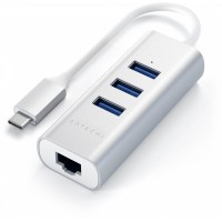 USB-концентратор Satechi Aluminum USB 3.0 Hub & Ethernet ST-TC2N1USB31AS (Silver)