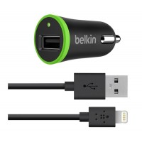 Автомобильное зарядное устройство + кабель Belkin Car Charger Lightning USB 2.4A (F8J121bt04-BLK)