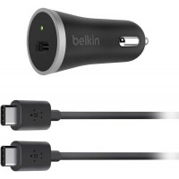 Автомобильное зарядное устройство + кабель USB-C Belkin Car Charger 15W (F7U005bt04-BLK)
