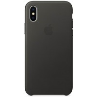 Чехол Apple Leather Case (MQTF2ZM/A) для Apple iPhone X (Charcoal Gray)