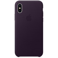 Чехол Apple Leather Case (MQTG2ZM/A) для Apple iPhone X (Dark Aubergine)