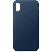 Чехол Apple Leather Case (MQTH2ZM/A) для Apple iPhone X (Cosmos Blue)