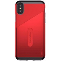 Чехол Baseus Card Pocket Case (WIAPIPHX-KA09) для Apple iPhone X (Red)