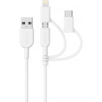 Кабель для iPod, iPhone, iPad Anker Powerline II Lightning/USB-C/microUSB 0.9 m A8436 (White)