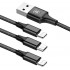Кабель для iPod, iPhone, iPad Baseus Rapid Series 3-in-1 microUSB/Dual Lightning 1.2 м CAMLL-SU01 (Black) оптом