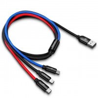 Кабель для iPod, iPhone, iPad Baseus Three Colors Series 3 in1 Cable Lightning/Micro/Type-C 1.2M CAMLT-BSY01 (Black)
