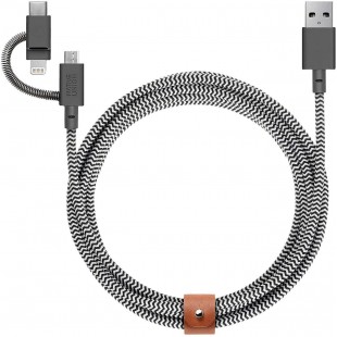 Кабель для iPod, iPhone, iPad Native Union Belt Universal (BELT-KV-ULC-ZEB-V2) USB to Lightning/microUSB/USB-C 2m (Zebra) оптом