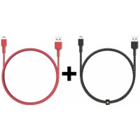 Комплект кабелей Aukey CB-BAL3 USB to Lightning 1.2m 2 pack (Black/Red)