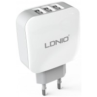 Сетевое зарядное устройство LDNIO 3 USB 3.4 A DL-AC70 (White)