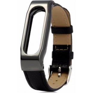 Сменный ремешок Xiaomi Leather Wristband для Xiaomi Mi Band (Silver/Black) оптом