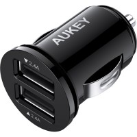 Автомобильное зарядное устройство Aukey Flush-fit Dual USB Car Charger чёрное (CC-S1)