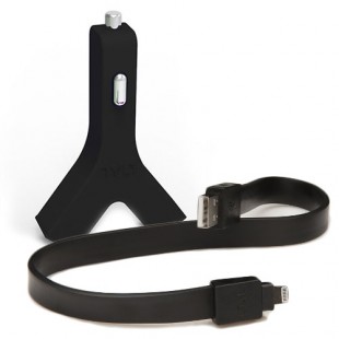 Автомобильное зарядное устройство (автозарядка) Tylt Y-charge 2 USB 4.2 А с ленточным кабелем Tylt Syncable Lightning-USB чёрное оптом