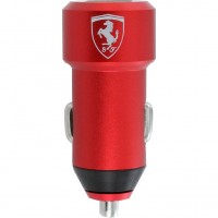 Автомобильное зарядное устройство Ferrari Aluminium Dual USB 4.8A красное
