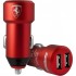 Автомобильное зарядное устройство Ferrari Aluminium Dual USB 4.8A красное оптом