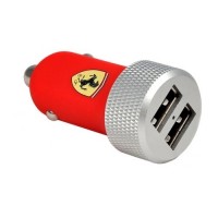 Автозарядка Ferrari Dual USB 2.1A для iPhone / iPod / iPad / Android Красная