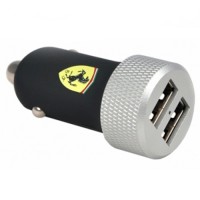 Автозарядка Ferrari Dual USB 2.1A + кабель micro-USB чёрная