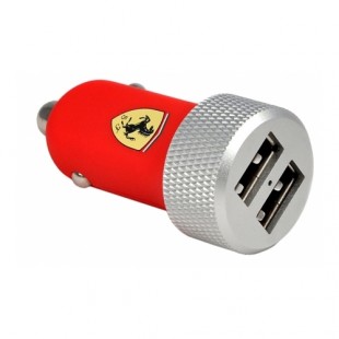 Автозарядка Ferrari Dual USB 2.1A + кабели Ligtning и 30-pin для iPhone / iPod / iPad Красная оптом