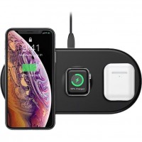Беспроводное зарядное устройство Baseus Smart 3-in-1 Wireless Charger iPhone/Apple Watch/Airpods чёрное (WX3IN1-01)