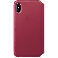 Чехол Apple Leather Folio для iPhone X «лесная ягода» (Berry)