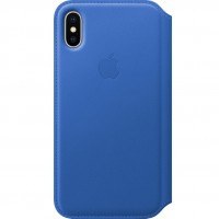 Чехол Apple Leather Folio для iPhone X «синий аргон» (Electric Blue)