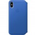 Чехол Apple Leather Folio для iPhone X «синий аргон» (Electric Blue) оптом