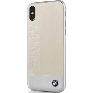 Чехол BMW Signature Bi-material Leather & Aluminum для iPhone X бежевый/серебристый оптом