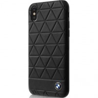 Чехол BMW Signature Embossed hexagon leather Hard для iPhone X чёрный