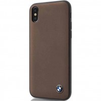 Чехол BMW Signature Genuine Leather Hard для iPhone X коричневый Mocca