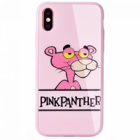 Чехол Brando Glass Series для iPhone X/Xs розовый Pink Panther (Стиль 1)