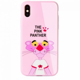 Чехол Brando Glass Series для iPhone X/Xs розовый Pink Panther (Стиль 2) оптом