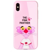 Чехол Brando Glass Series для iPhone Xs Max розовый Pink Panther (Стиль 2)