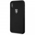 Чехол Ferrari Silicone Rubber Silver Logo Hard для iPhone Xs чёрный оптом